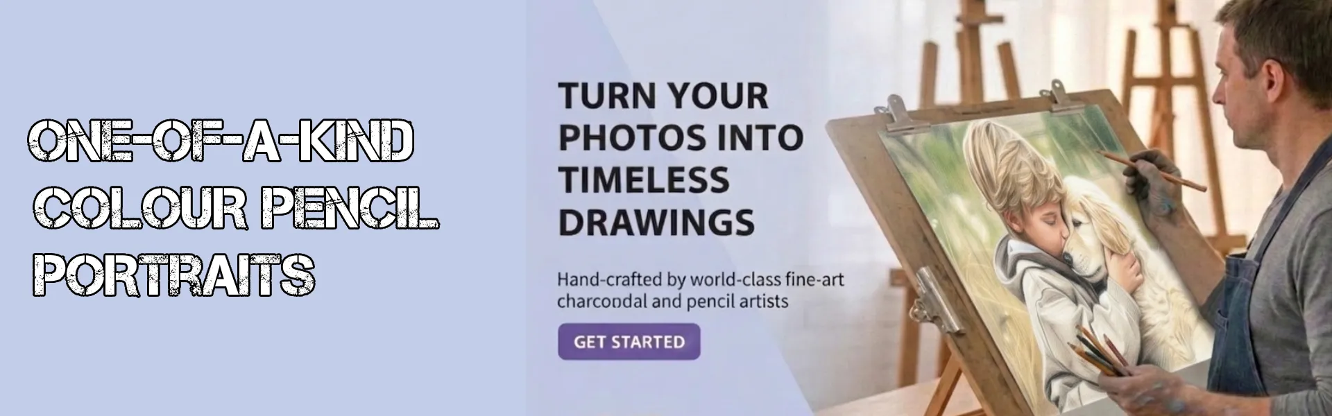 Detailed colour pencil portrait drawing made from a customer’s photo.